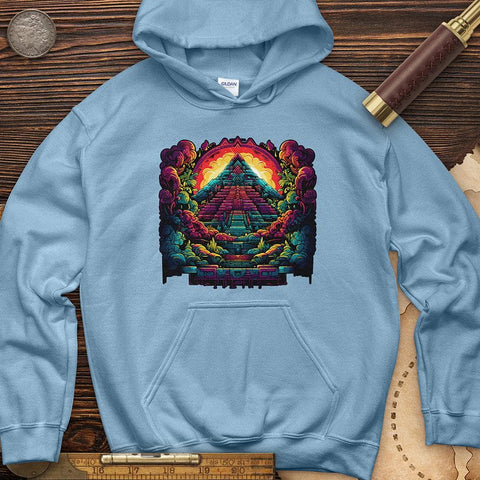 Aztec Pyramid Rainbow Hoodie Light Blue / S