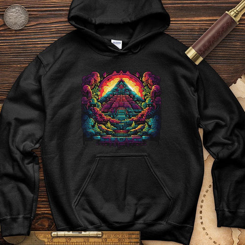 Aztec Pyramid Rainbow Hoodie Black / S