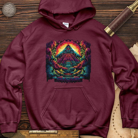 Aztec Pyramid Rainbow Hoodie Maroon / S