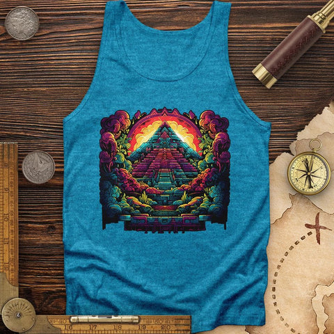 Aztec Pyramid Rainbow Tank Aqua TriBlend / XS