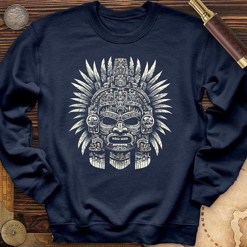 Aztec Warrior Mask Crewneck Navy / S