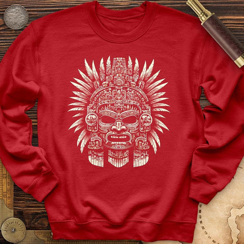 Aztec Warrior Mask Crewneck Red / S