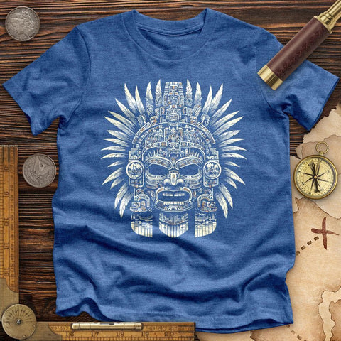 Aztec Warrior Mask High Quality Tee Heather True Royal / S