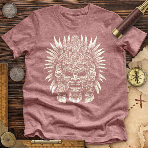 Aztec Warrior Mask High Quality Tee Heather Mauve / S