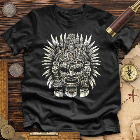 Aztec Warrior Mask High Quality Tee Black / S