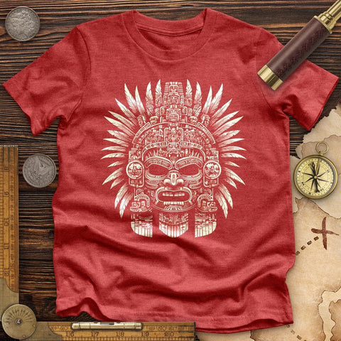 Aztec Warrior Mask Premium QualityTee Heather Red / S