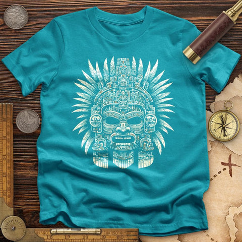 Aztec Warrior Mask T-Shirt Tropical Blue / S