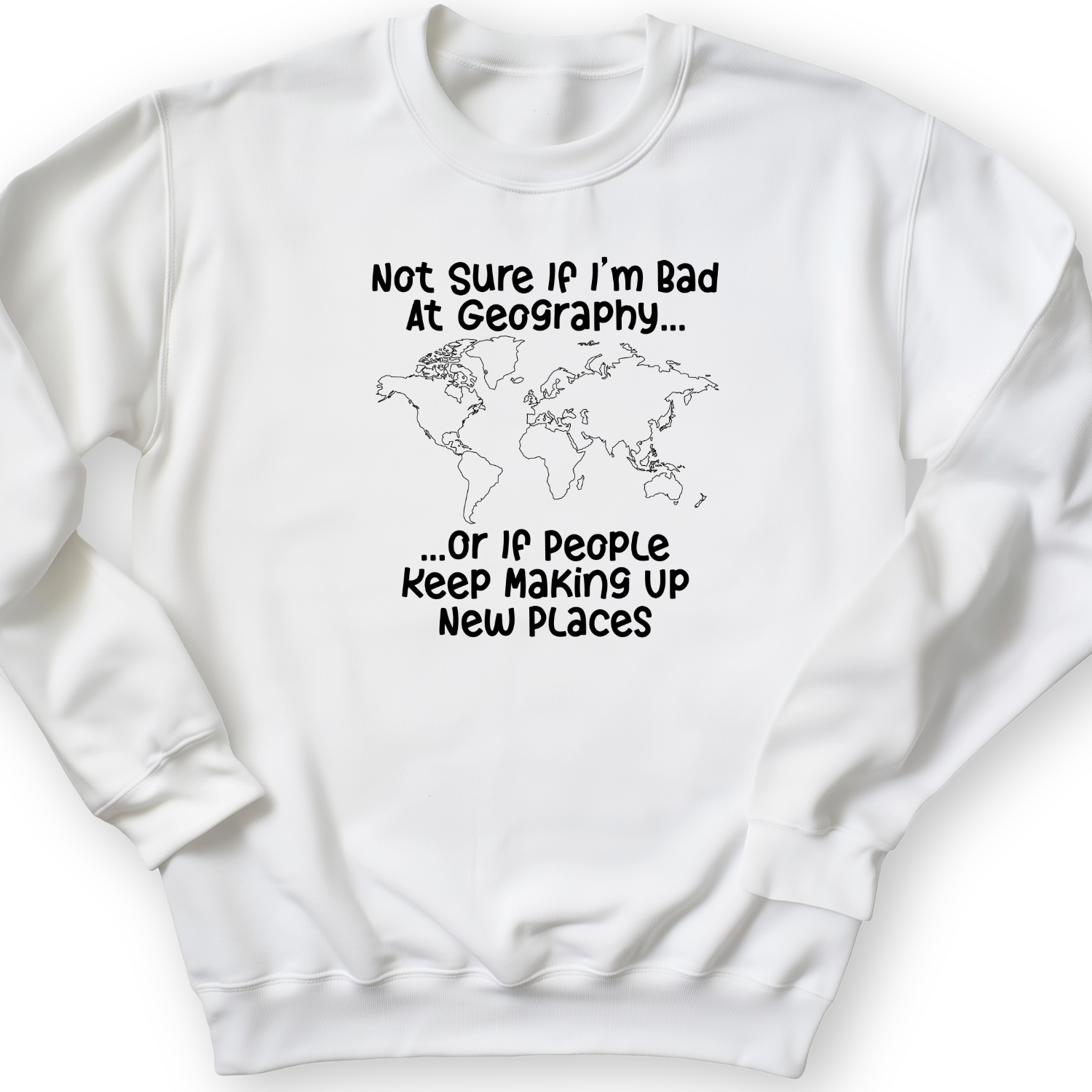 Bad at Geography Crewneck White / S
