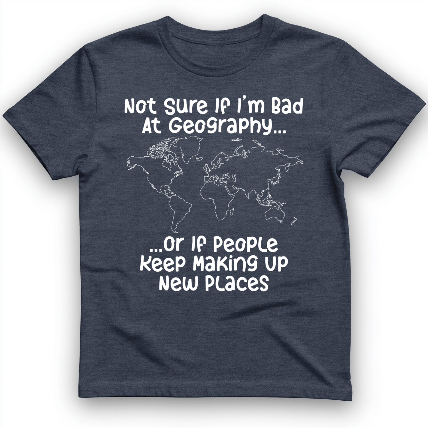 Bad at Geography T-Shirt Heather Navy / S