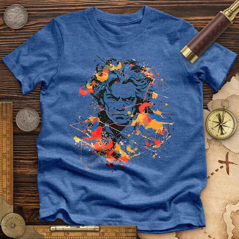 Beethoven's Music Blaze High Quality Tee Heather True Royal / S