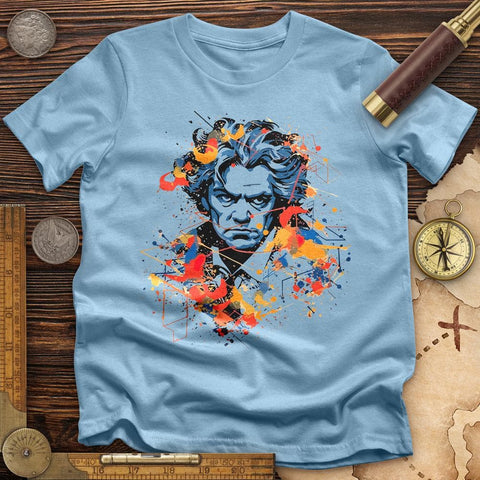 Beethoven's Music Blaze T-Shirt Light Blue / S