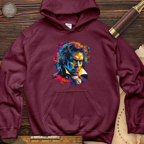 Beethoven Vibrant Hoodie Maroon / S