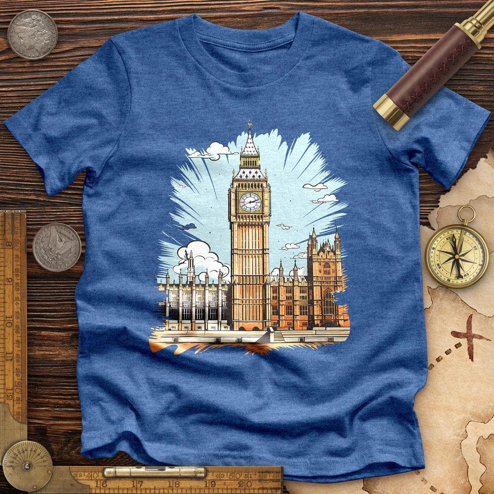 Big Ben Cultural Landmark High Quality Tee Heather True Royal / S