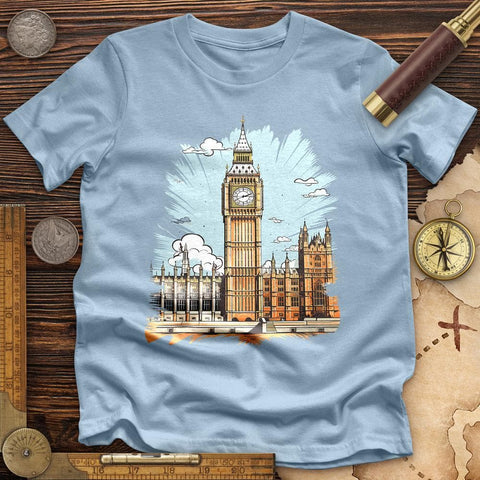 Big Ben Cultural Landmark High Quality Tee Light Blue / S