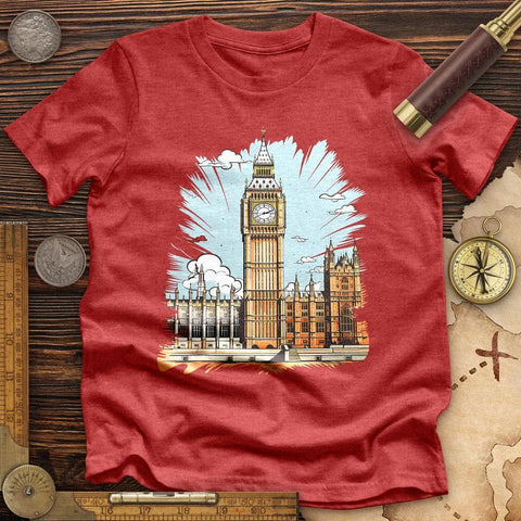 Big Ben Cultural Landmark High Quality Tee Heather Red / S