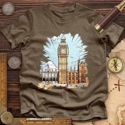 Big Ben Cultural Landmark High Quality Tee Heather Olive / S