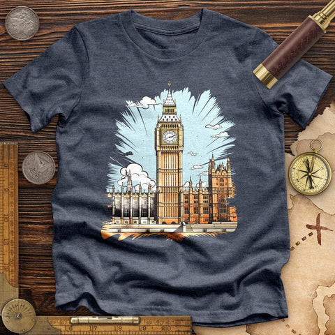 Big Ben Cultural Landmark High Quality Tee Heather Navy / S