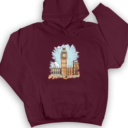 Big Ben Cultural Landmark Hoodie Maroon / S