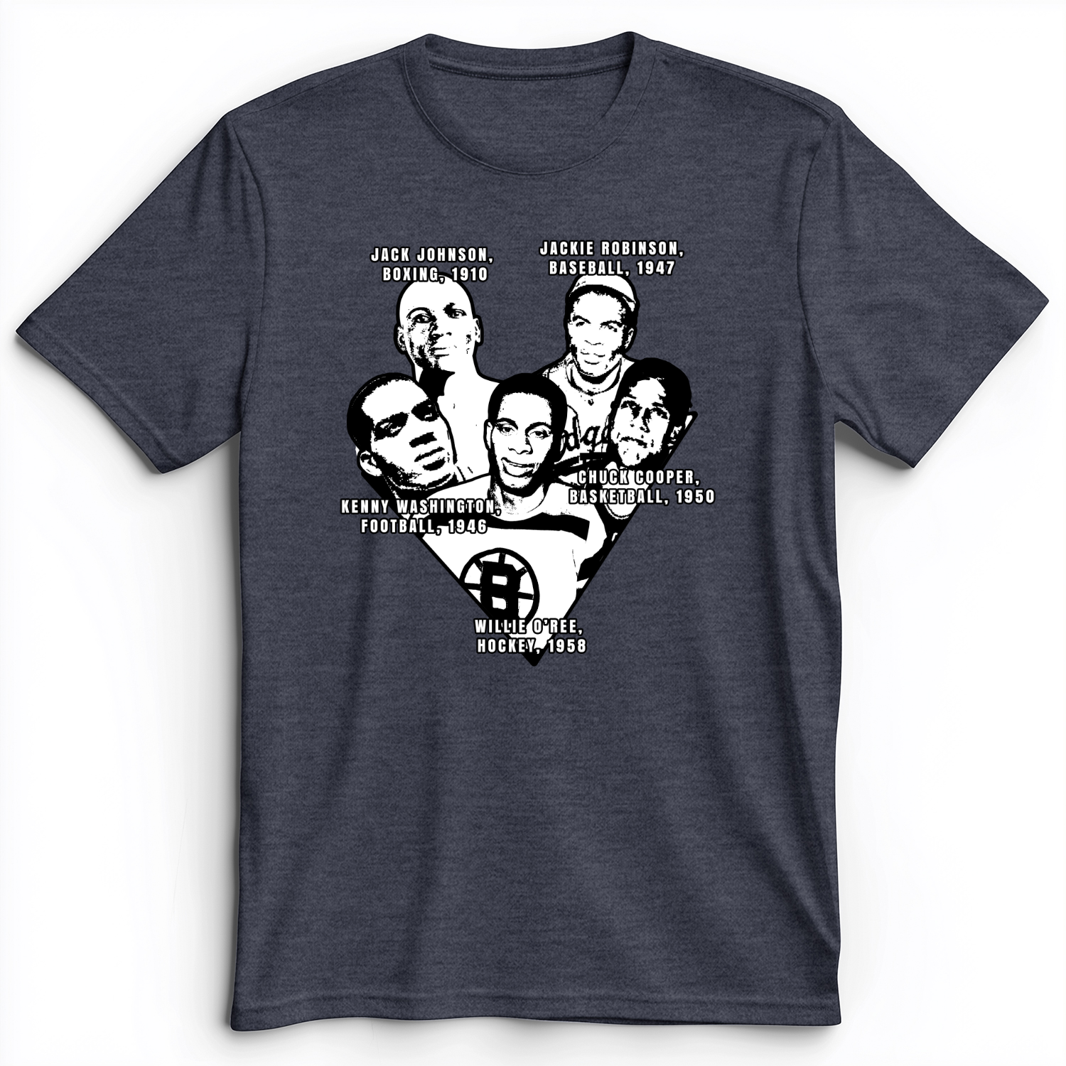 Black Sports Collage Premium Tee Heather Navy / S