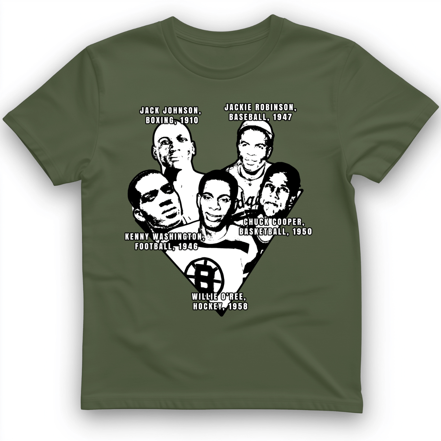 Black Sports Collage T-Shirt Military Green / S