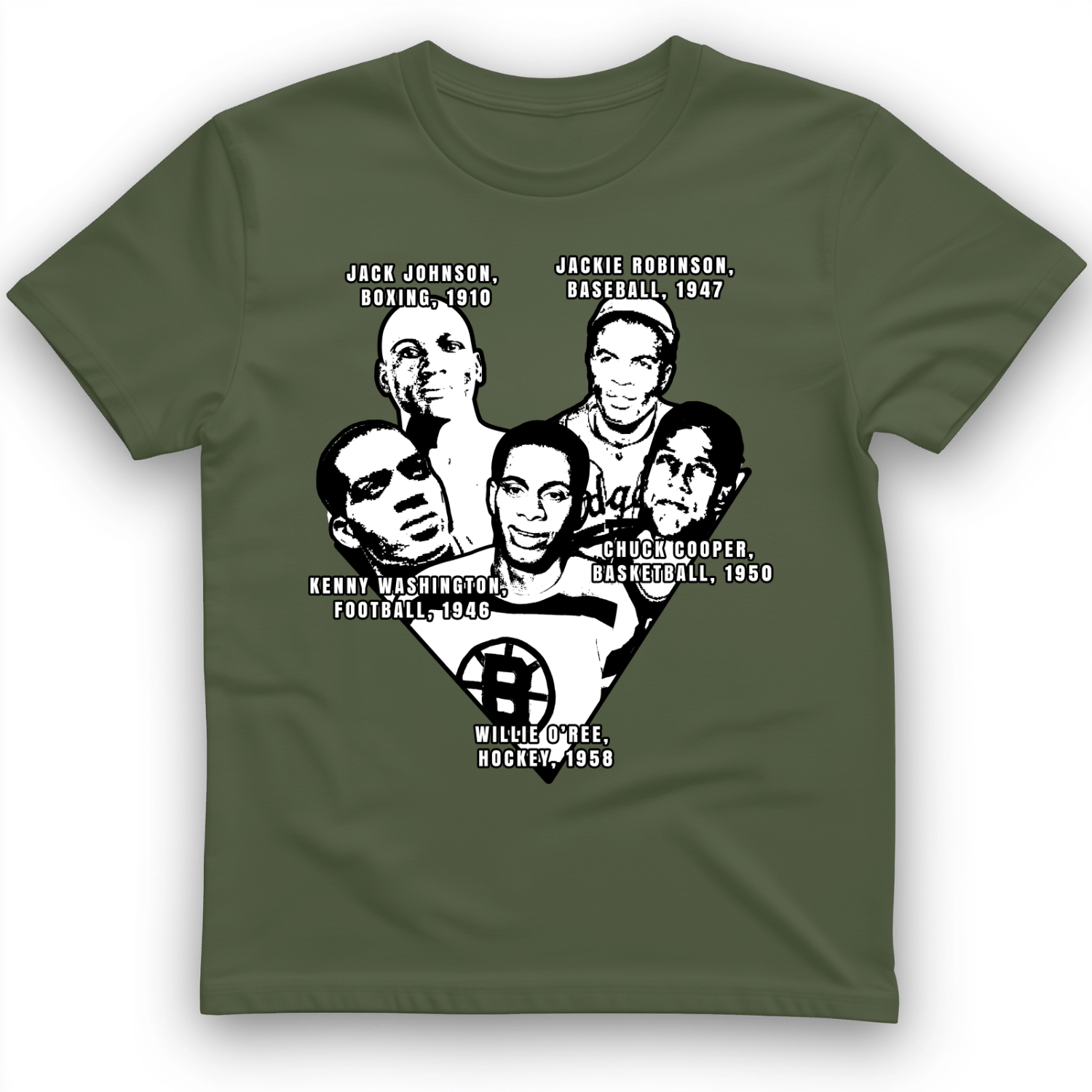 Black Sports Collage T-Shirt Military Green / S