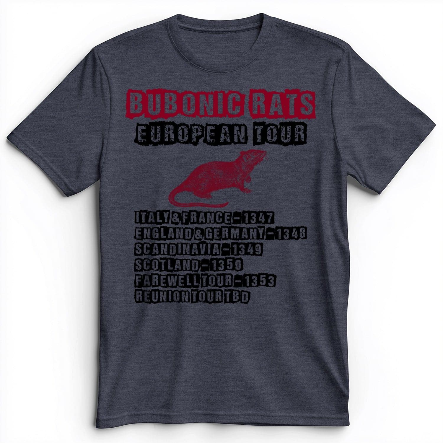 Bubonic Rats World Tour Premium Tee Heather Navy / S