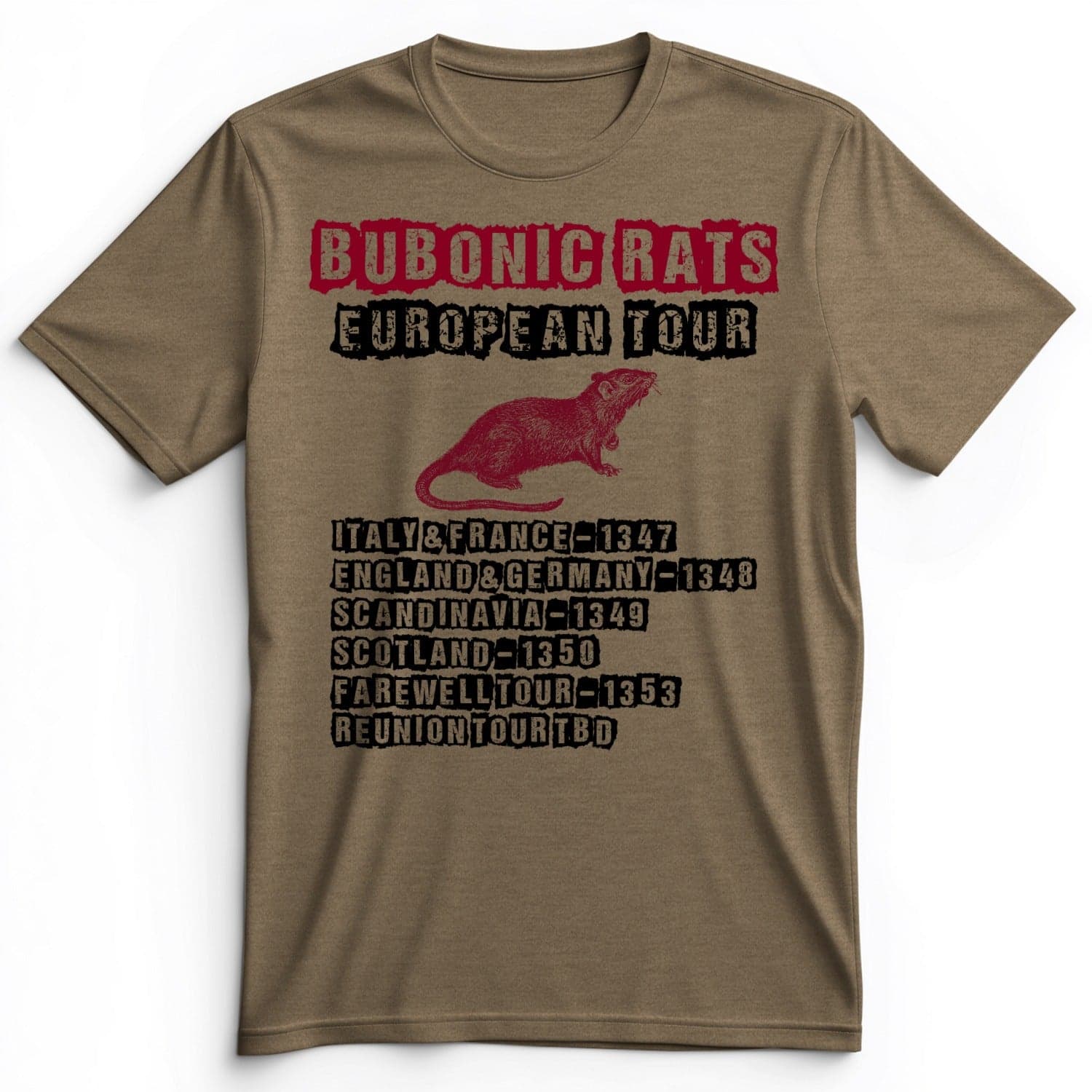 Bubonic Rats World Tour Premium Tee Heather Olive / S