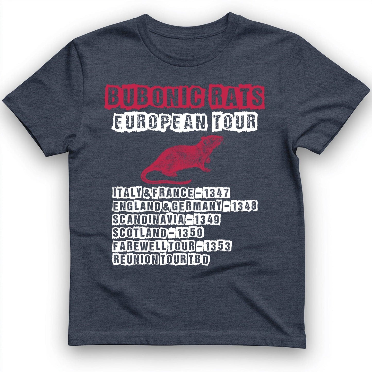 Bubonic Rats World Tour T-Shirt Heather Navy / S