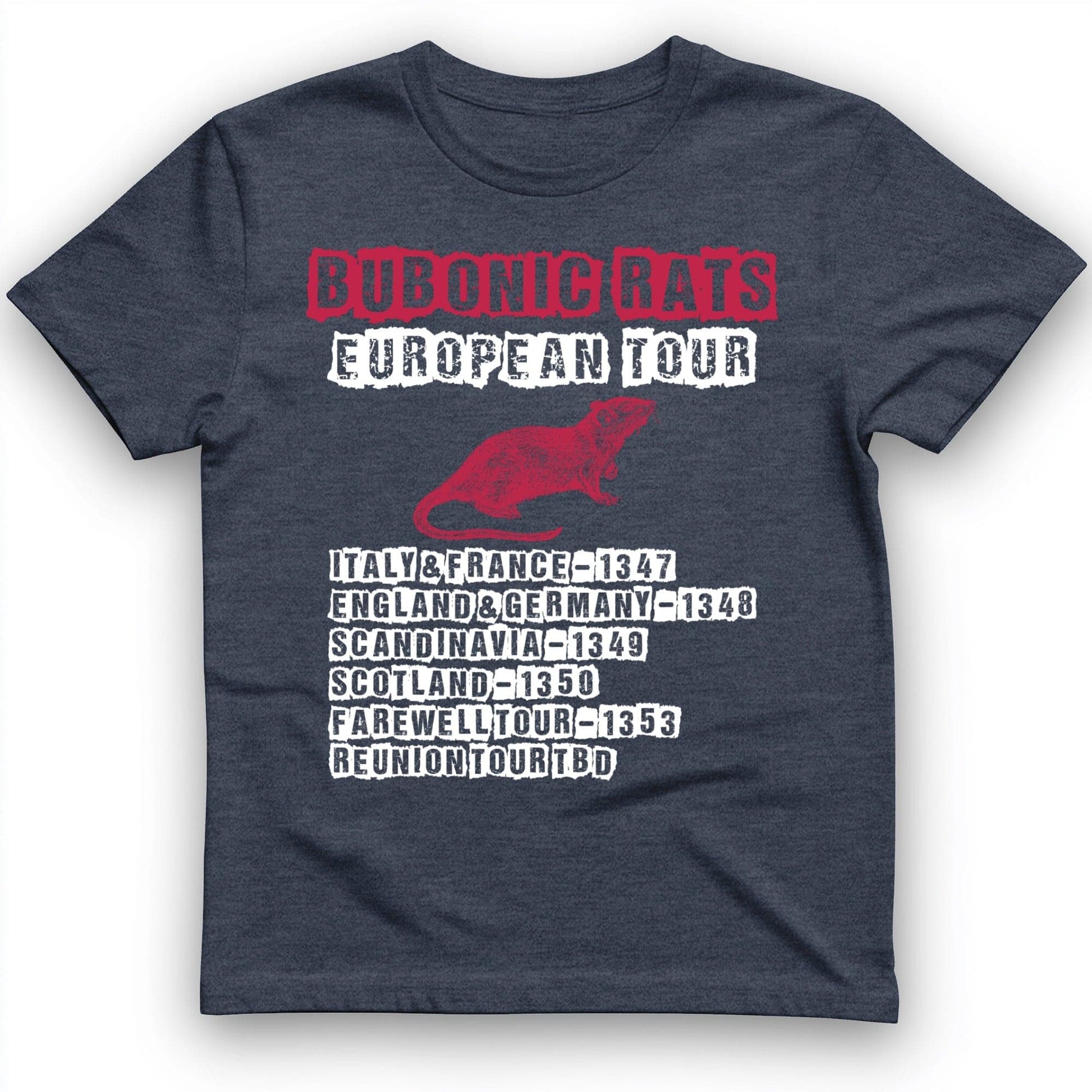 Bubonic Rats World Tour T-Shirt Heather Navy / S