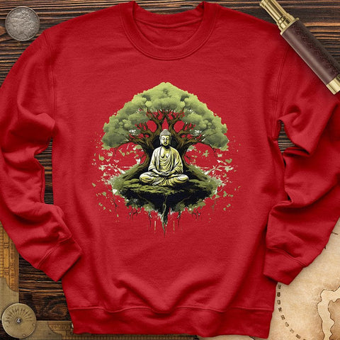 Buddha Tree Crewneck Red / S