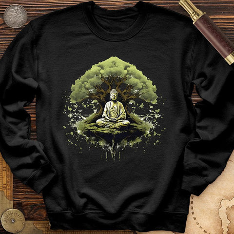 Buddha Tree Crewneck Black / S