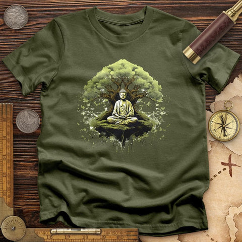 Buddha Tree T-Shirt Military Green / S