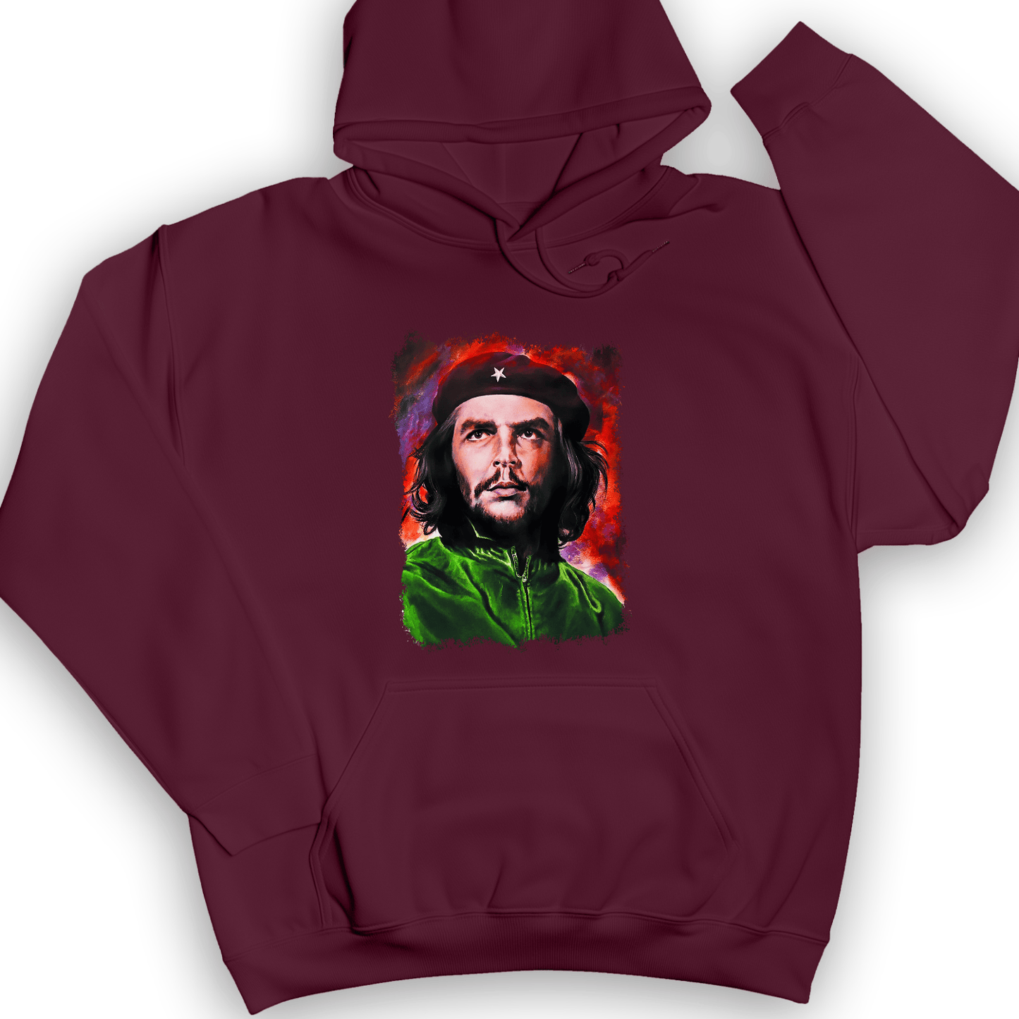 Che Guevara Colorized Hoodie Maroon / S