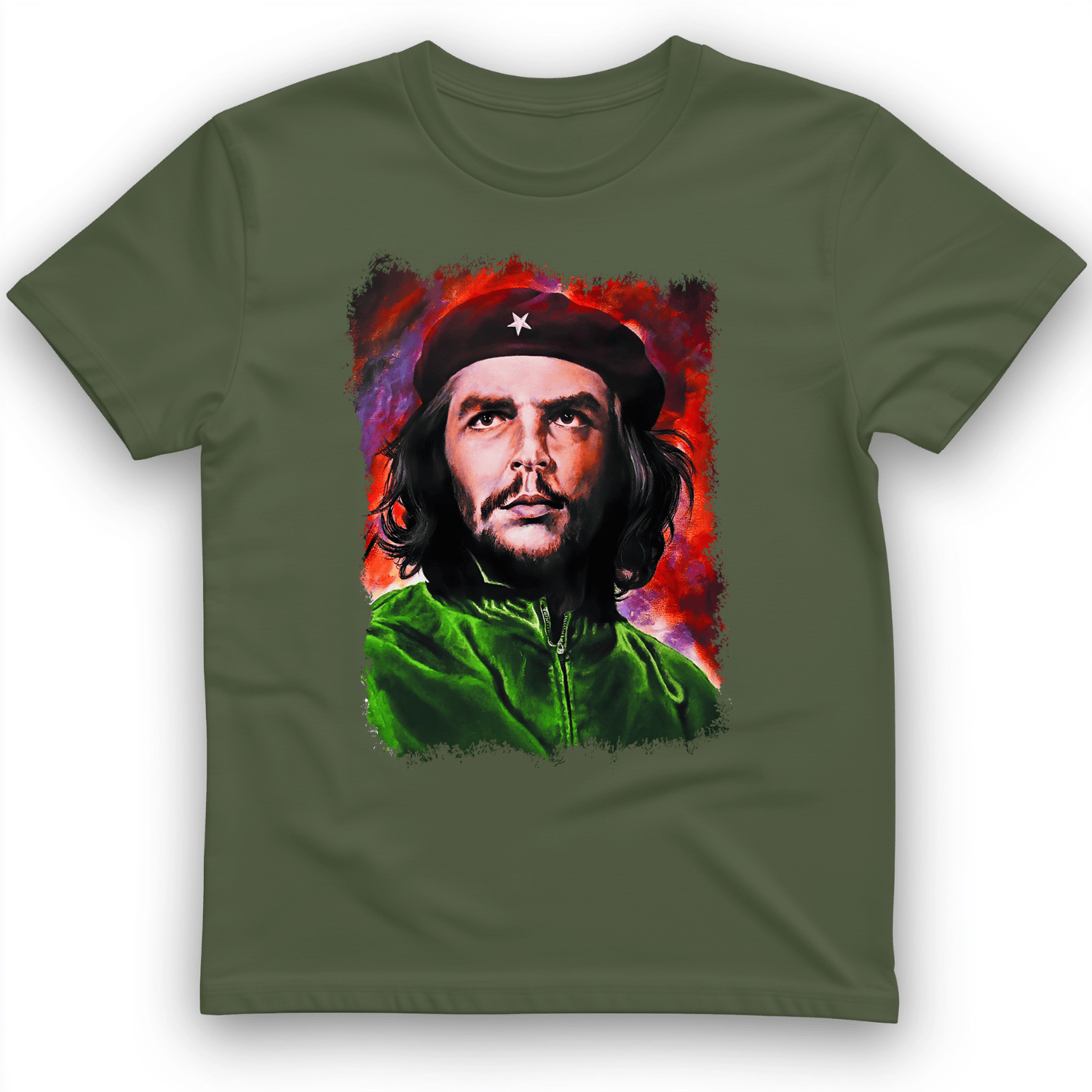 Che Guevara Colorized T-Shirt Military Green / S