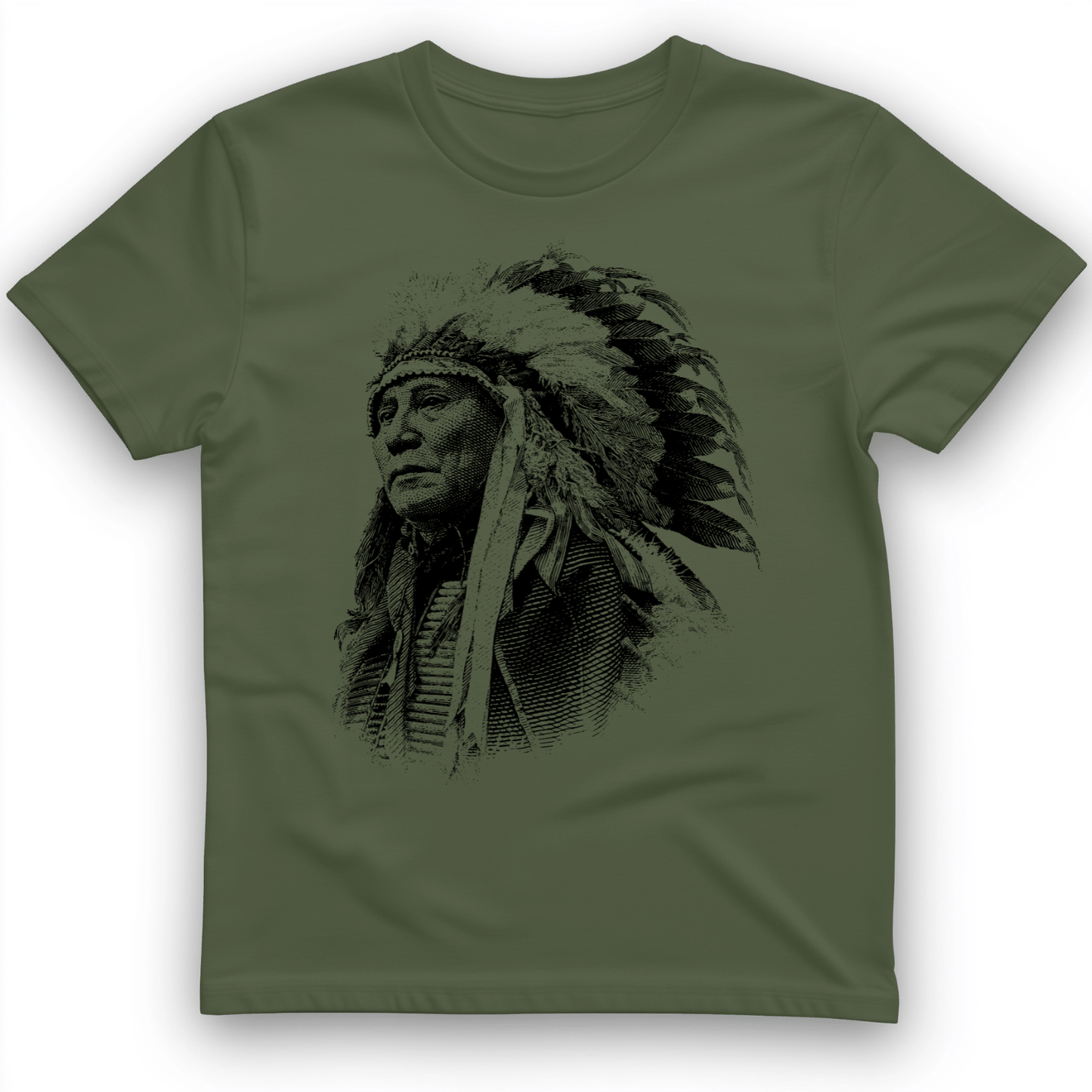 Chief Hollow Horn Bear T-Shirt Military Green / S