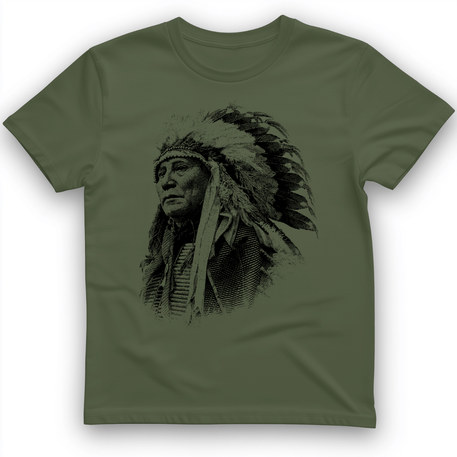 Chief Hollow Horn Bear T-Shirt Military Green / S