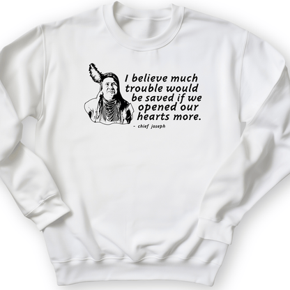 Chief Joseph Open Hearts Crewneck White / S