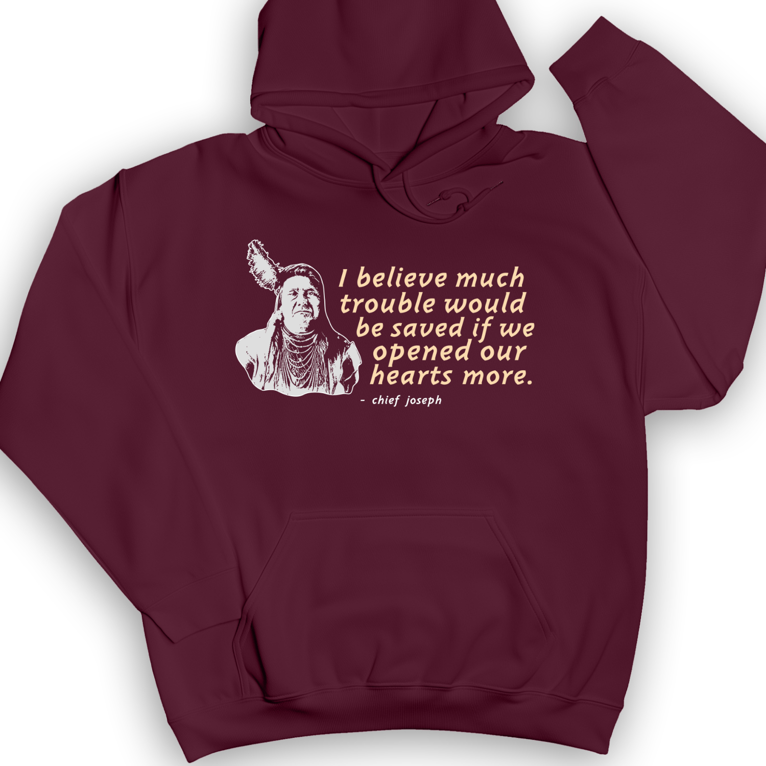 Chief Joseph Open Hearts Hoodie Maroon / S