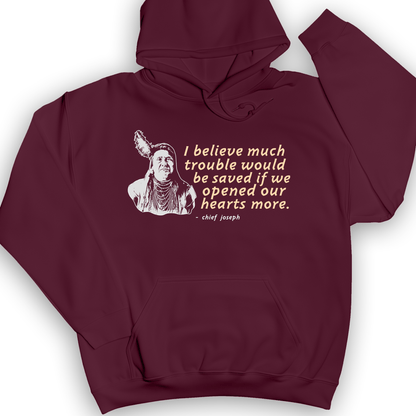 Chief Joseph Open Hearts Hoodie Maroon / S