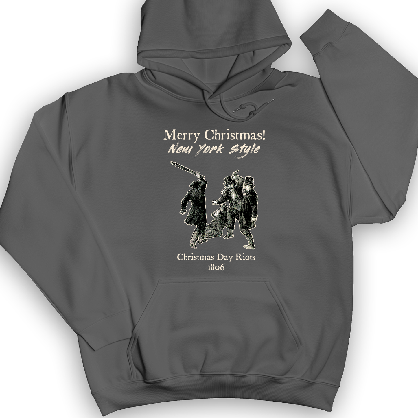 Christmas New York Style Hoodie Charcoal / S