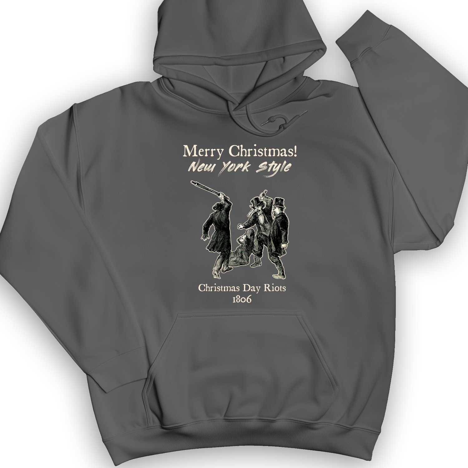 Christmas New York Style Hoodie Charcoal / S