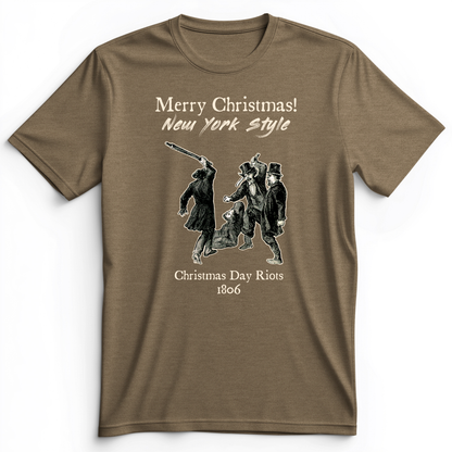 Christmas New York Style Premium Tee Heather Olive / S