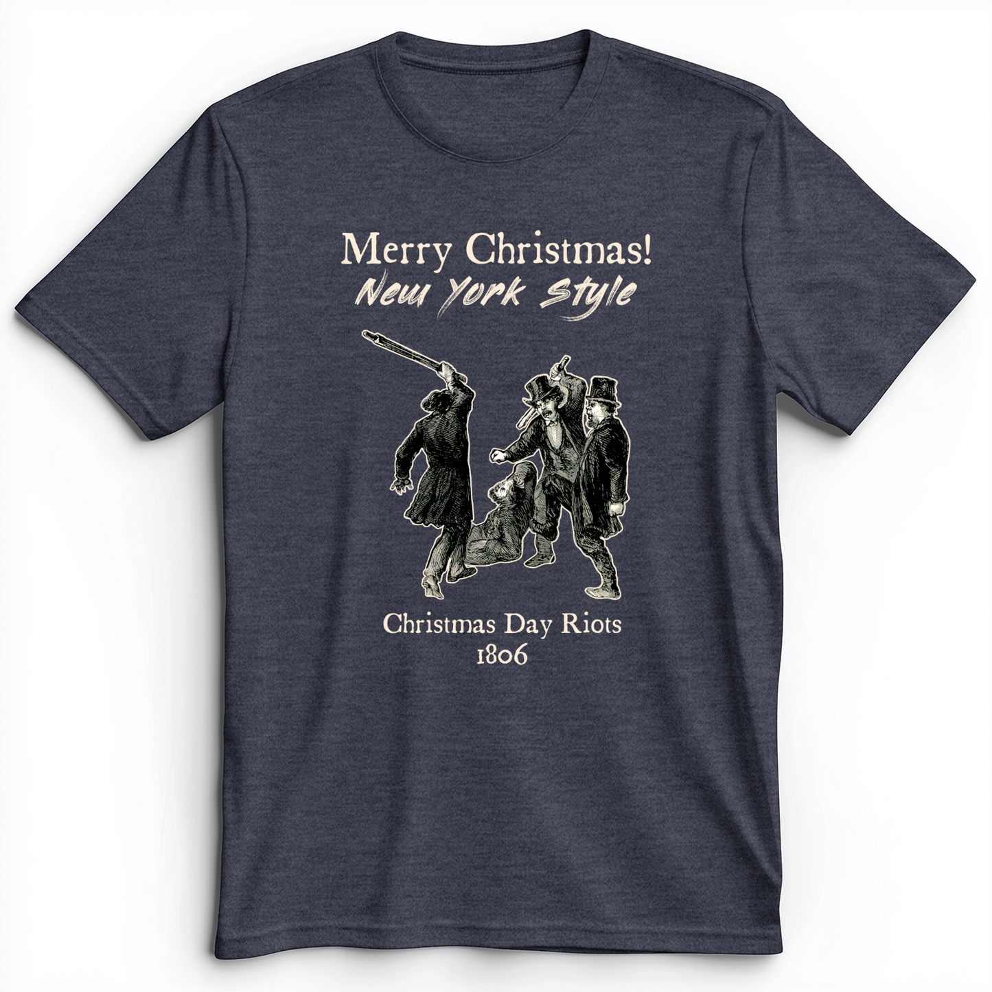 Christmas New York Style Premium Tee Heather Navy / S