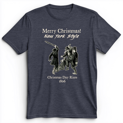 Christmas New York Style Premium Tee Heather Navy / S