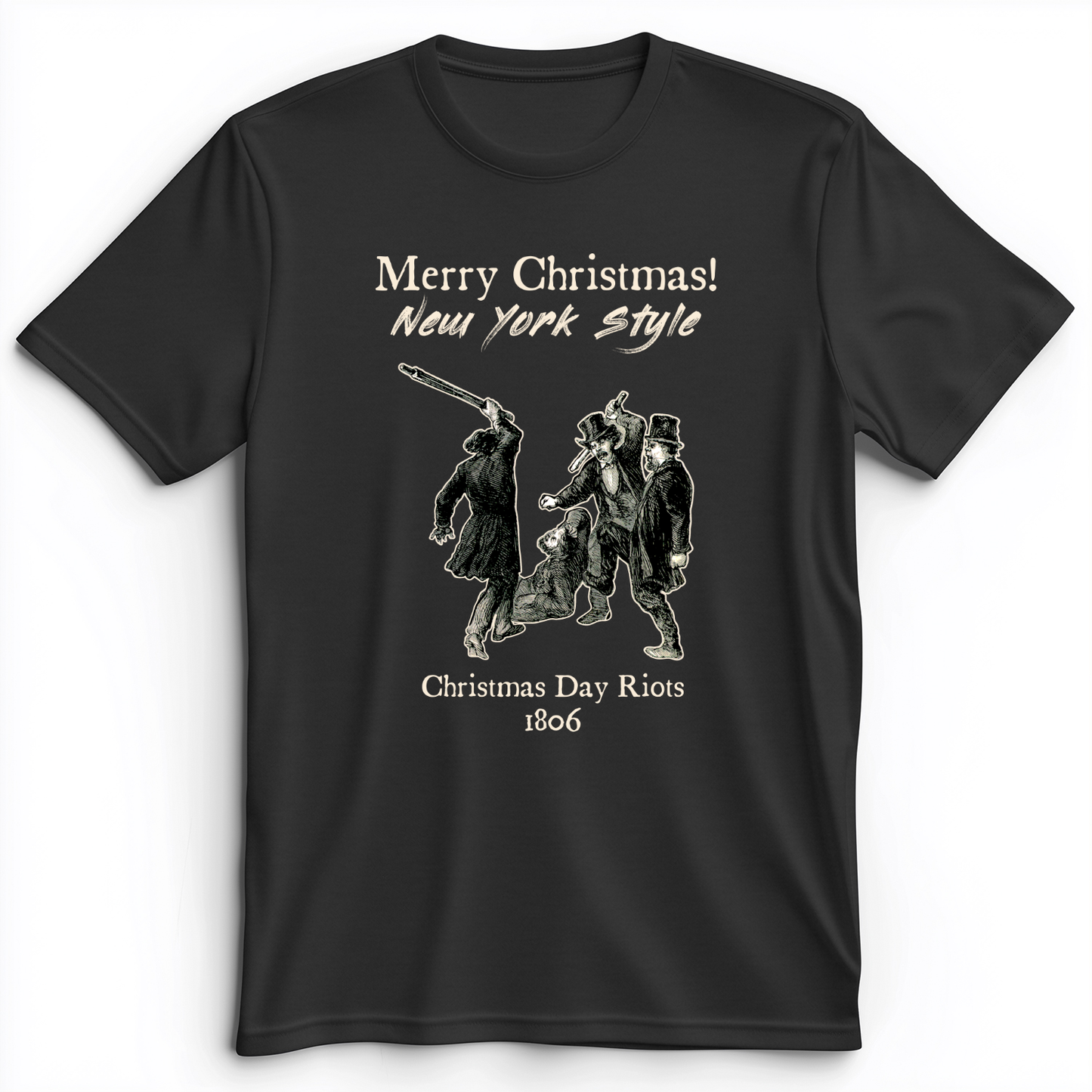 Christmas New York Style Premium Tee Dark Grey Heather / S