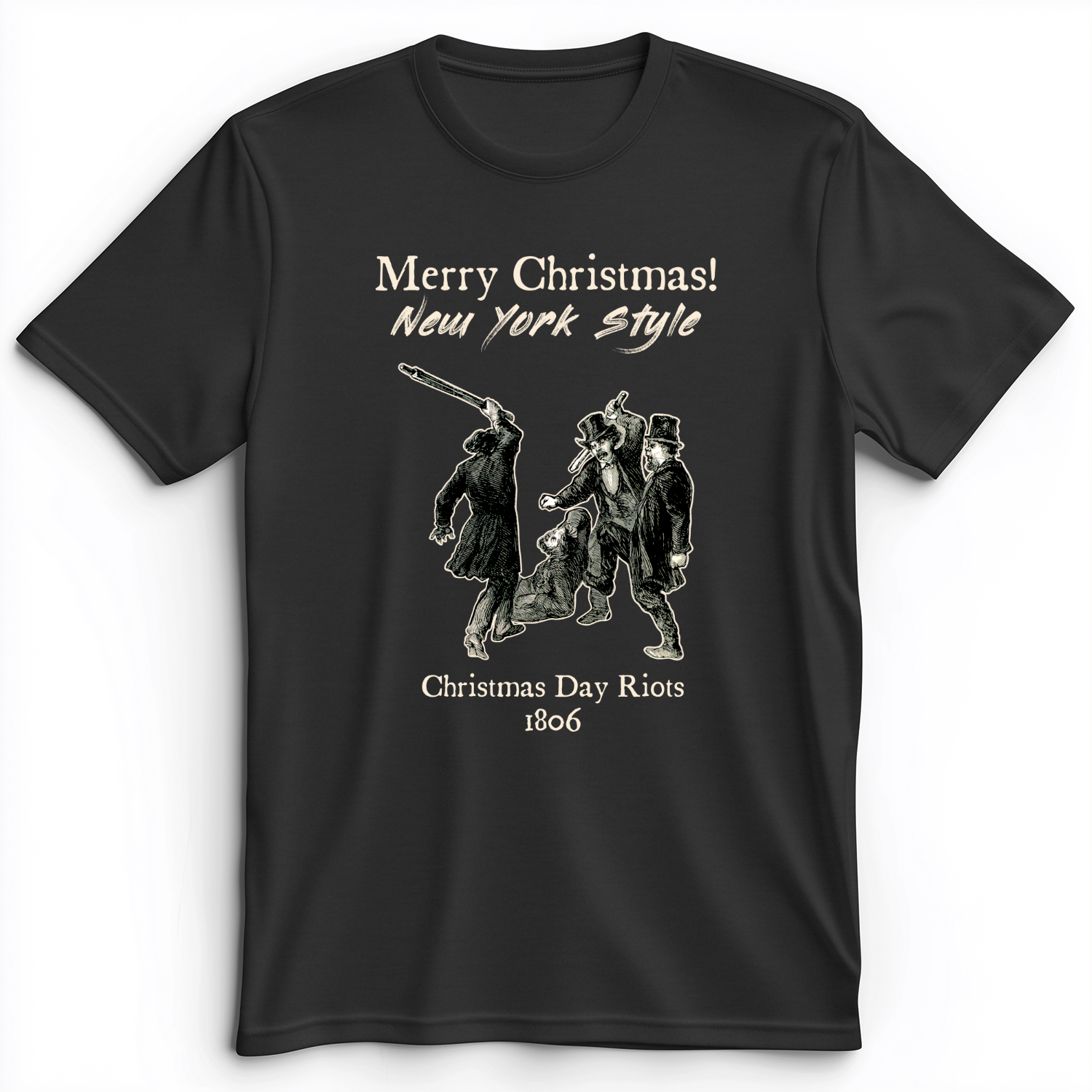 Christmas New York Style Premium Tee Dark Grey Heather / S