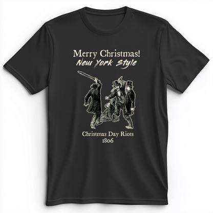 Christmas New York Style Premium Tee Dark Grey Heather / S