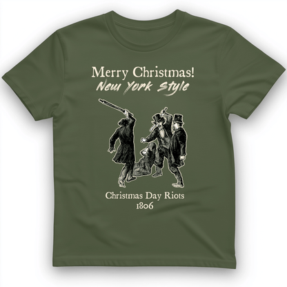 Christmas New York Style T-Shirt Military Green / S