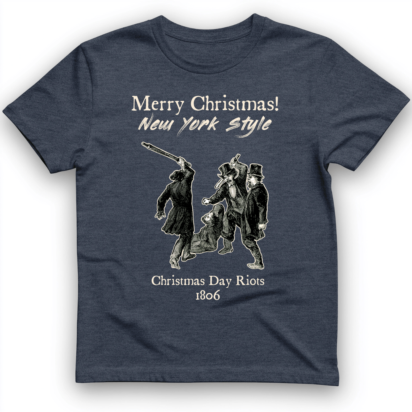 Christmas New York Style T-Shirt Heather Navy / S