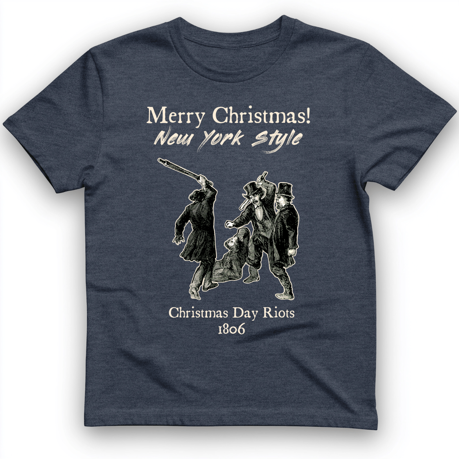 Christmas New York Style T-Shirt Heather Navy / S